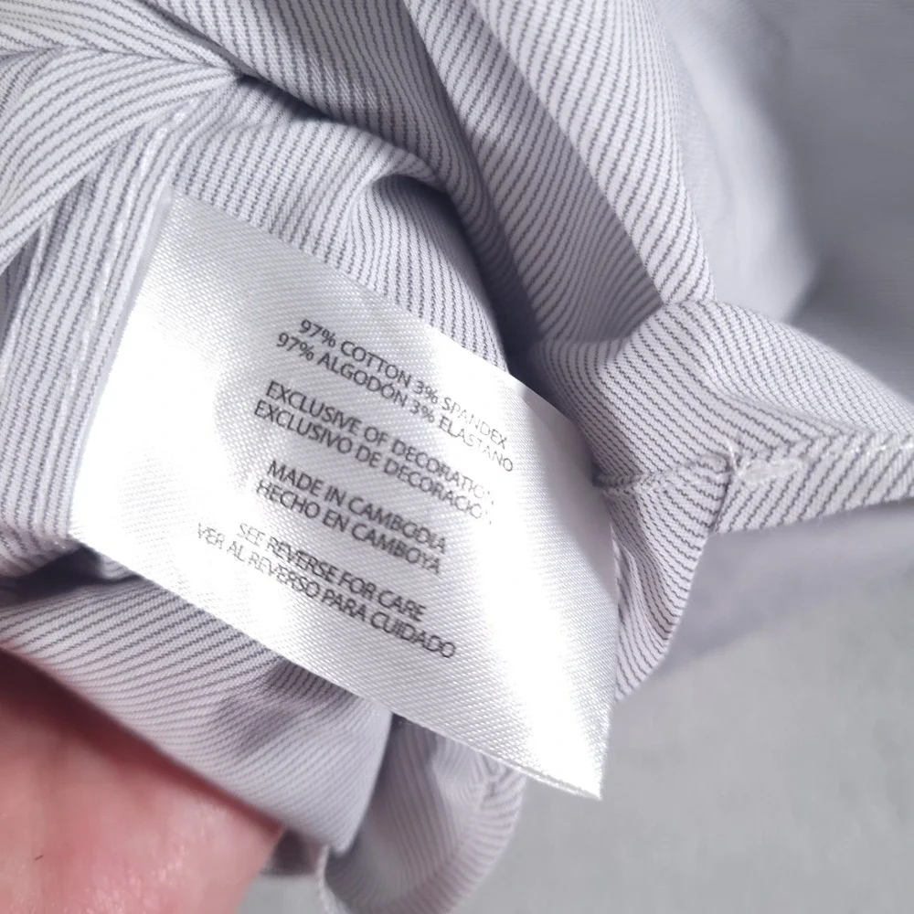 Banana Republic Shirt Mens XL Gray Stretch Poplin Slim Fit Button Up Long Sleeve